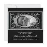 Black and White Square Baby Birth Announcement invitations