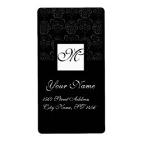 BLACK AND WHITE SQUARE DAMASK MONOGRAM