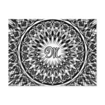 Black and White Star Flower Monogram M