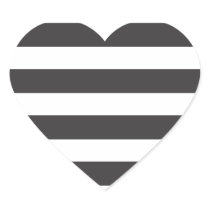 Black and White Stripes Heart Stickers