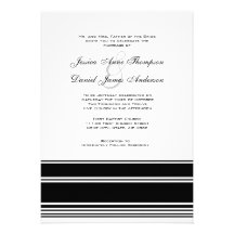 Black and White Stripes Wedding Invitation