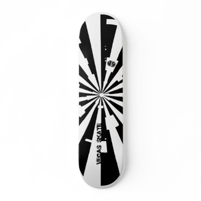 Black and white sunburst deck skate board deck by vegasskate
