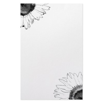Black and White Sunflower Stationery by loraseverson
