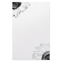 Black and White Sunflower Stationery