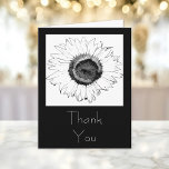 Black and White Sunflower Thank You Note Card