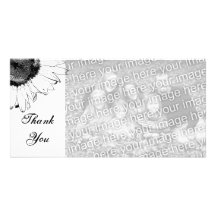 Black and White Sunflower Thank You Photo Card