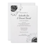 Black and White Sunflower Wedding Invitation