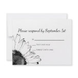 Black and White Sunflower Wedding Response Card Personalized Invitations
