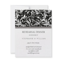 Black and White Swirl Rehearsal Dinner Card