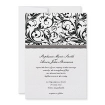 Black and White Swirl Wedding Invitation