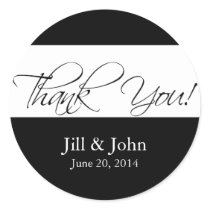 Black and White Thank You Wedding Favour Stickers
