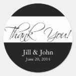 Black and White Thank You Wedding Favour Stickers