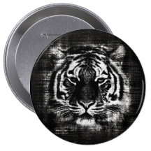 Black and White Tiger Vintage Button