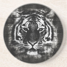 Black and White Tiger Vintage Coaster