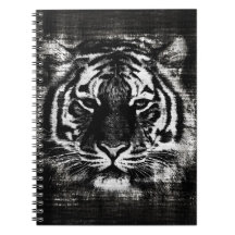 Black and White Tiger Vintage Notebook