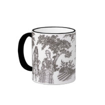 Black and White Toile Print Coffee Mug