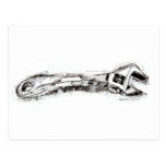 Black and White Tool Drawing Wrench Postcards