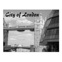 Black and white Tower Bridge London postcard