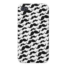 Black and white trendy funny moustache pattern iPhone 4/4S case