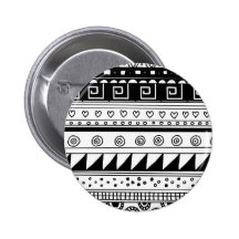 Black and white Tribal pattern Buttons