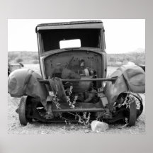 Black and White Truck Poster