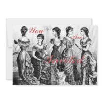 Black And White Victorian Fashions Custom Invitation