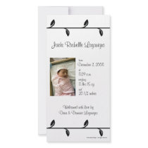 Black and White Vine Birth Announcement Photo Card