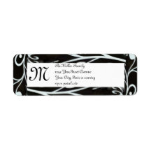 Black and White Vines Custom Return Address Label