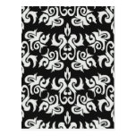 Black and White Vintage Damask Designs Post Card