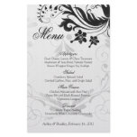 Black and White Vintage Floral Wedding Menu Card