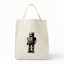 Black and White Vintage Robot Bags