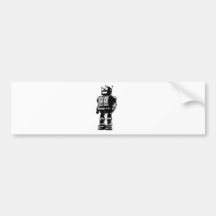 Black and White Vintage Robot Bumper Stickers