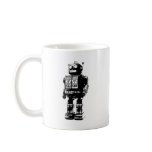 Black and White Vintage Robot Coffee Mug