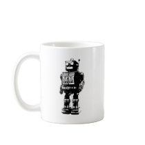 Black and White Vintage Robot Coffee Mug