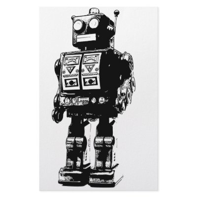 Black and White Vintage Robot by NixxysPicks