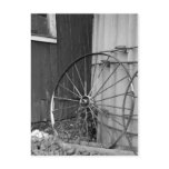 Black and White Wagon Wheel and Silo Post Card