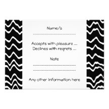 Black and White Wave Pattern. Custom Announcements