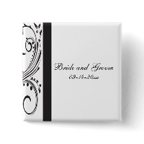 Black and White Wedding Button