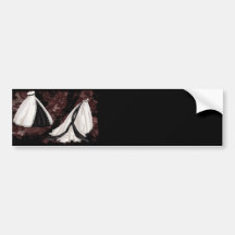 Black and White Wedding Gown Bumper Stickers
