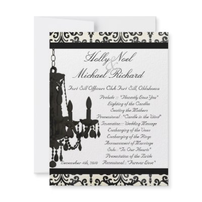 black and white wedding program chic classy damask by HollyMusolf