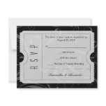 Black and White Wedding Ticket RSVP Card Invitation