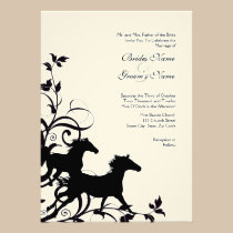 Black and White Wild Horses Wedding Invitation invitations