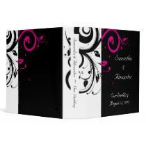 Black and White with Magenta Swirl Accent Vinyl Binder