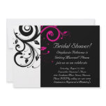Black and White with Magenta Swirl Accent Custom Invitation