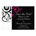 Black and White with Magenta Swirl Accent Custom Invitation