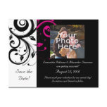 Black and White with Magenta Swirl Accent postcards