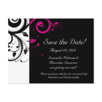 Black and White with Magenta Swirl Accent Post Card
