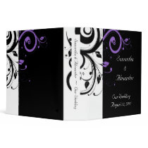 Black and White with Purple Swirl Accent Binders