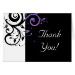Black and White with Purple Swirl Accent Greeting Cards