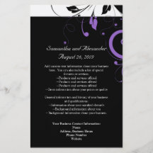 Black and White with Purple Swirl Accent Personalized Flyer